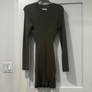 Hollister Olive Green Ribbed Long-Sleeve Bodycon Dress